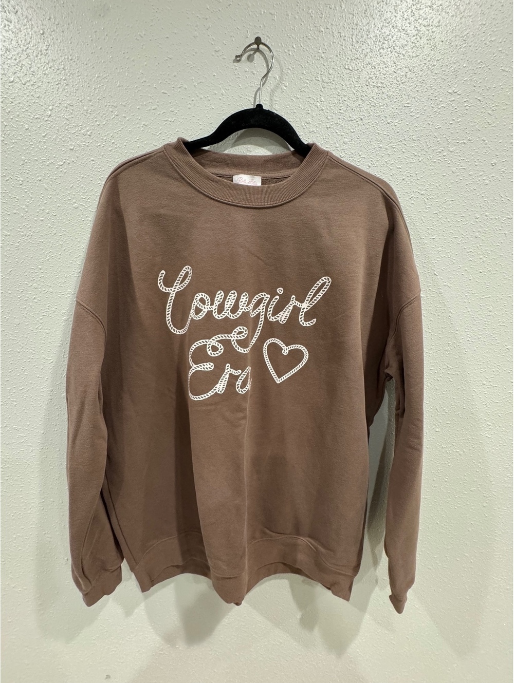 Pink Lily Cowgirl Era Graphic Sweatshirt Brown Western Crewneck Medium